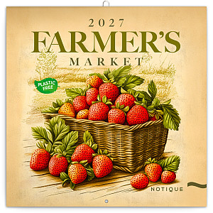 NOTIQUE Poznámkový kalendář Farmářské trhy 2027, PLASTIC FREE, 30 x 30 cm