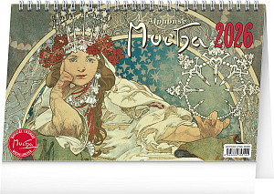 Kalendář 2026 stolní: Alfons Mucha, 23,1 x 14,5 cm