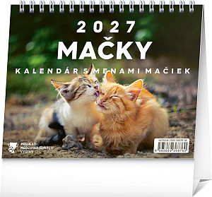 NOTIQUE Stolový kalendár Mačky – s menami mačiek 2027, 16,5 x 13 cm