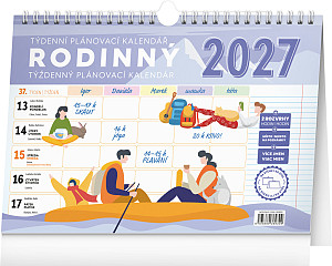 NOTIQUE Týdenní rodinný plánovací kalendář s háčkem 2027, 30 x 21 cm