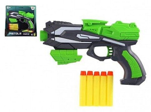 Pistole na pěnové náboje zelená 20 x 14 cm, plast + 5 ks nábojů