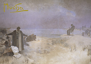 Pohled Alfons Mucha Slovanská epopej – Jan Amos Komenský, krátký