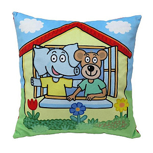 Polštář Slon Eda neposeda a Pepa popleta - domeček 30x30 cm