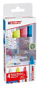 Popisovač na sklo EDDING 95 - sada 4 ks s bílou