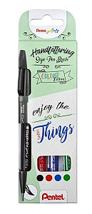 Popisovač Pentel Arts Touch Brush Sign Pen - 4 základní barvy, sada