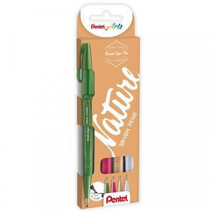 Popisovač Pentel Arts Touch Brush Sign Pen - Nature 4 ks, sada