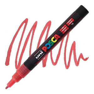 Posca akrylový popisovač PC-3ML, 0,9 - 1,3 mm, třpytivě červená (tenký kulatý hrot)