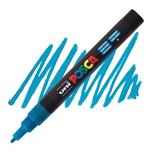 Posca akrylový popisovač PC-3ML, 0,9 - 1,3 mm, třpytivě světle modrá (tenký kulatý hrot)