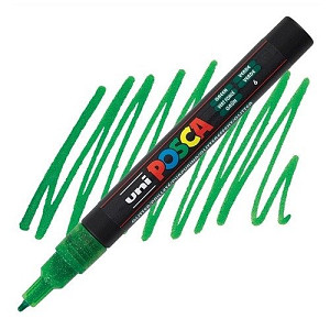 Posca akrylový popisovač PC-3ML, 0,9 - 1,3 mm, třpytivě zelená (tenký kulatý hrot)