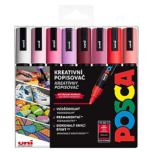 Posca sada popisovačů PC-5M - Love 1,8 - 2,5 mm (mix teplých tónů 8 ks)