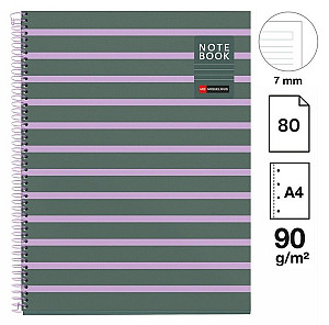 Poznámkový blok Between the Lines NB-1, A4, 90g, karton, 80 listů, linka, Ash