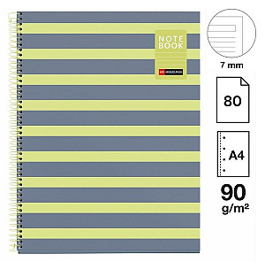 Poznámkový blok Between the Lines NB-1, A4, 90g, karton, 80 listů, linka, Lemon
