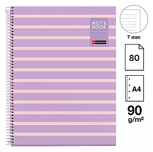 Poznámkový blok Between the Lines NB-1, A4, 90g, karton, 80 listů, linka, Mauve
