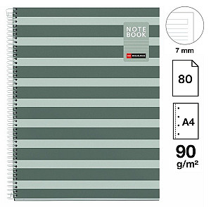Poznámkový blok Between the Lines NB-1, A4, 90g, karton, 80 listů, linka, Moss