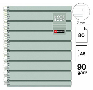 Poznámkový blok Between the Lines NB-1, A5, 90g, karton, 80 listů, linka, Moss