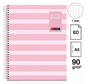 Poznámkový blok Between the Lines NB-1, A5, 90g, karton, 80 listů, linka, Pink
