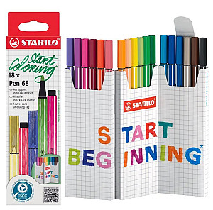 Prémiový vláknový fix STABILO Pen 68 -  Zick-Zack deskset 18 ks