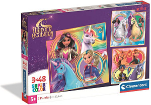 Puzzle Akademie jednorožců 3x48 dílků