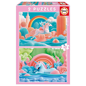 Puzzle Magičtí jednorožci 2x48 dílků