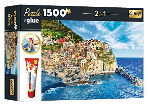 Puzzle Manarola, Ligurie, Itálie 2v1 1500 dílků + lepidlo