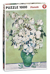 Puzzle Van Gogh: Váza s bílými růžemi 1000 dílků