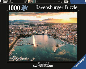 Puzzle Západ slunce v srdci Ženevy 1000 dílků