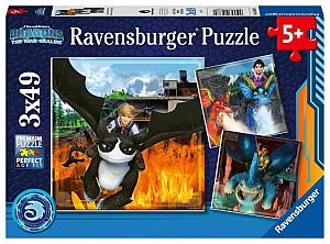 Ravensburger Puzzle - Jak vycvičit draka Devět království 3x49 dílků
