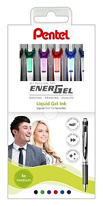 Sada gelových per Pentel, 0,7 mm, 6 barev
