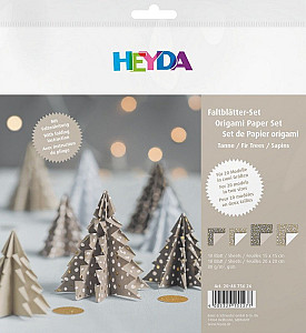 Sada origami papírů 20x20 a 15x15 - stromky šedohnědé