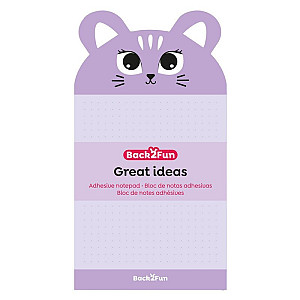 Samolepicí bloček - Kotě, 60 listů, 90 g, tečky, fialový