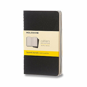 Sešity Moleskine Cahier, S, čtverečkované, 3 ks - černé