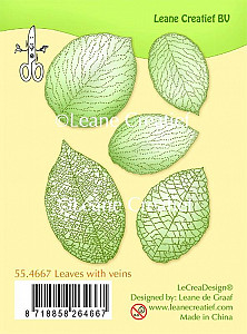 Silikonová gelová razítka - listy s žilkami 5ks