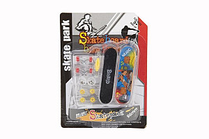 Skateboard prstový šroubovací plast 9 cm s doplňky - mix barev na kartě
