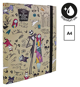 Školní box s gumičkou, Tim Burton 2, A4, šedé