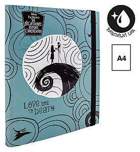 Školní box s gumičkou, Tim Burton 3, A4, šedo-modré