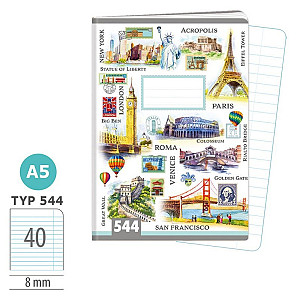 Školní sešit A5, 40 listů, typ 544 Travel Time