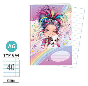 Školní sešit A6, 40 listů, typ 644 Rainbow Ella
