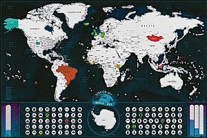 Stírací mapa světa EN - silver classic XL