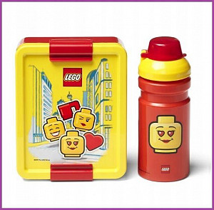Svačinový set LEGO ICONIC Girl (láhev a box) - žlutá/červená