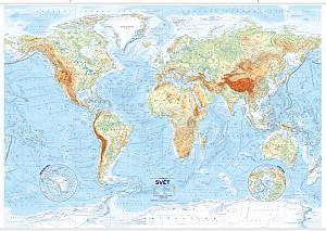 Svět - reliéf a povrch 1:21 000 000 nástěnná mapa