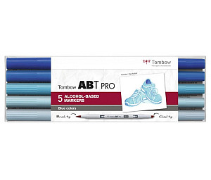 Tombow Oboustranný lihový fix ABT PRO - Blue colors 5 ks
