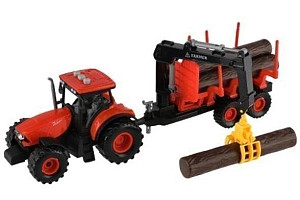 Traktor Zetor s vlekem a nakládním ramenem na setrvačník