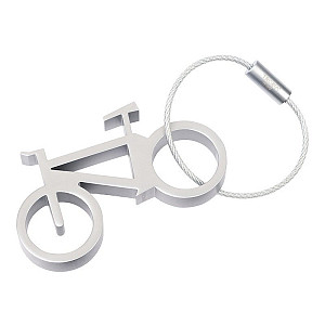Troika klíčenka a otevírák lahví - kolo (kovová, stříbrná)