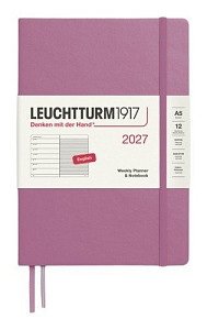 Týdenní plánovač & Zápisník Dusty Rose, Medium A5 2027, anglicky