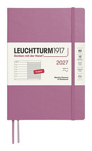 Týdenní plánovač & Zápisník Dusty Rose, Medium A5 2027, Softcover,English