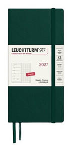 Týdenní plánovač & Zápisník Forest Green, tečkovaný Wallet B6+ x A6 2027, anglicky