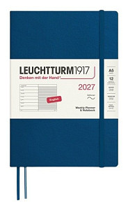 Týdenní plánovač & Zápisník Indigo, Medium A5 2027, Softcover,English