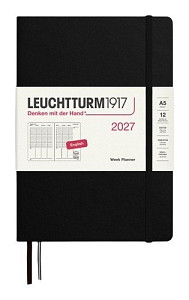 Týdenní plánovač Black, Medium A5 2027, anglicky