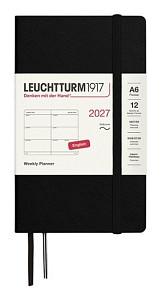 Týdenní plánovač Black, Pocket A6 2027, Softcover, anglicky