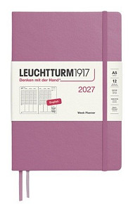 Týdenní plánovač Dusty Rose, Medium A5 2027, anglicky